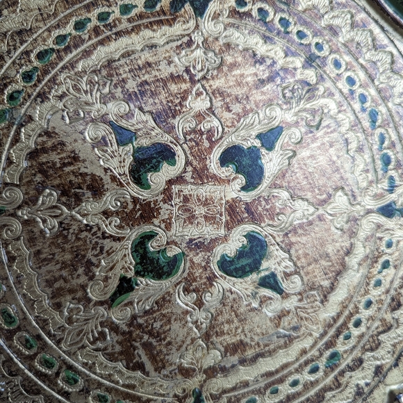 Vintage Wood Italian Florentine Embellished Gold Painted Tray Italy - Picture 6 of 10